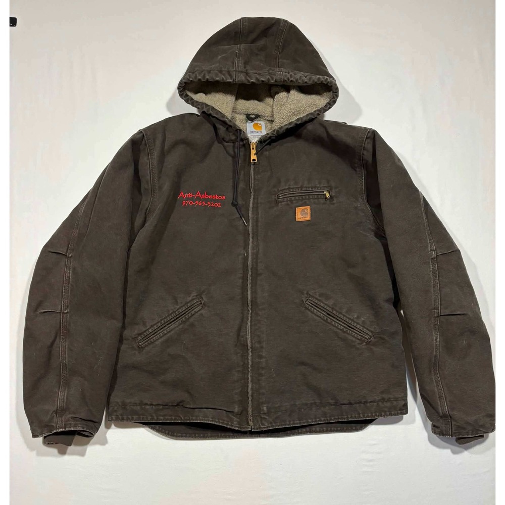 Carhartt J141 WAL Sandstone Sierra Jacket Walnut Brown Sherpa Lined Mens XL Reg